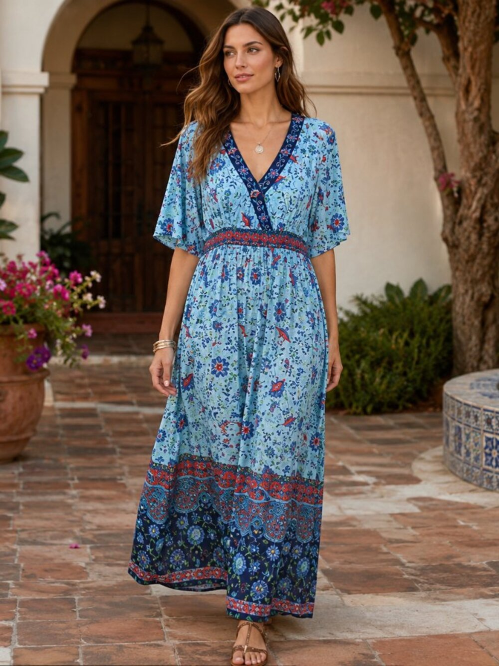 Vintage Mainstreet Blues Boho Maxi Dress - Picture 2 of 13